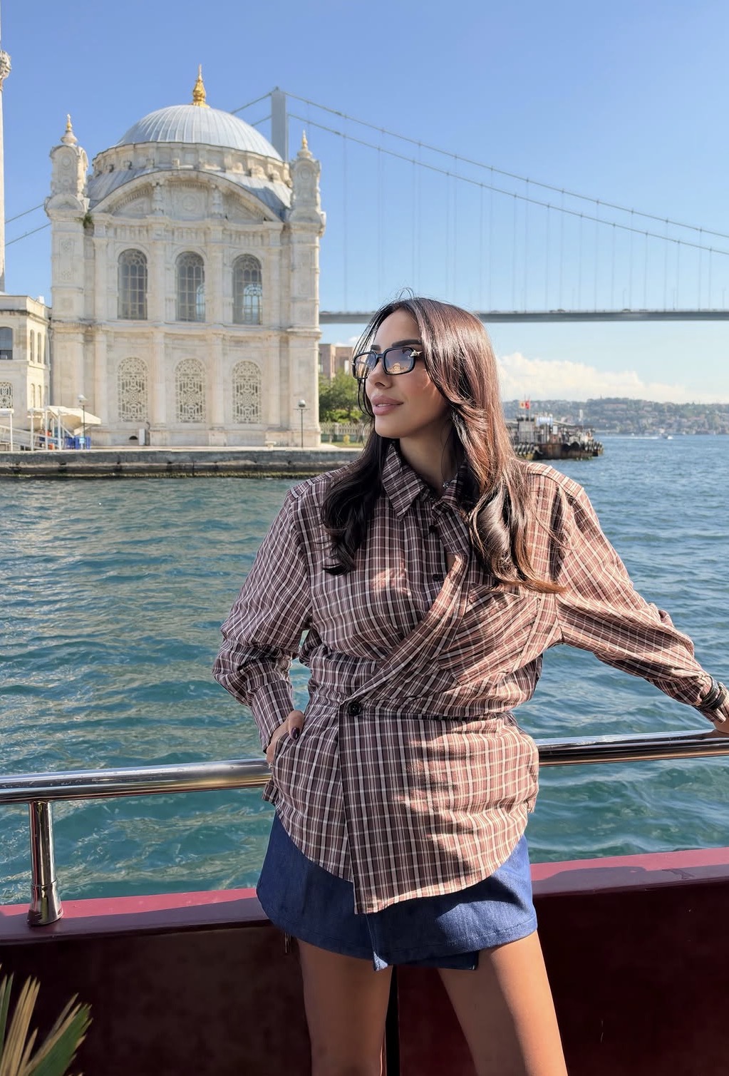 Tasarım Ekose Garnili Elbise