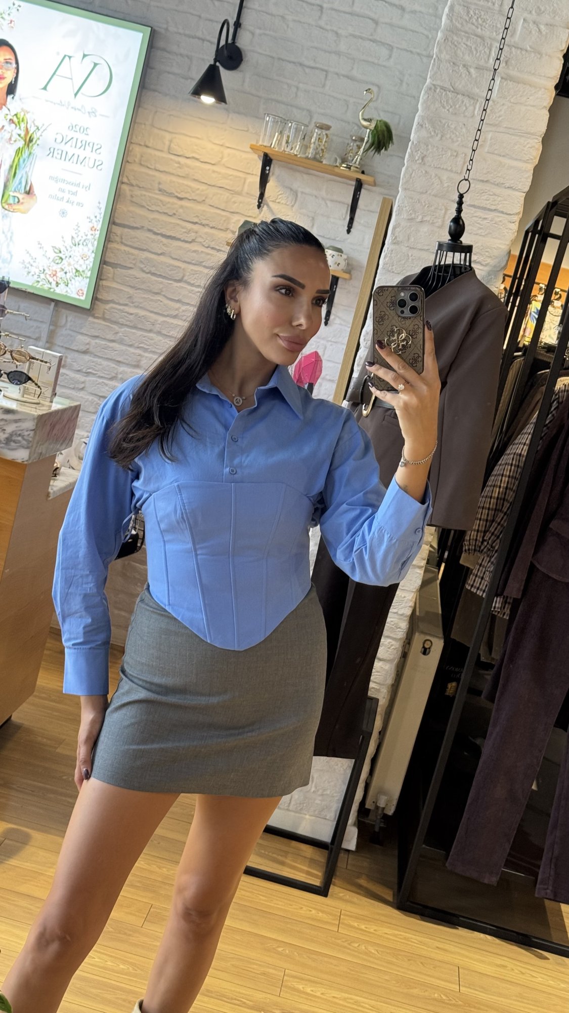 Tasarım Korseli Crop Gömlek