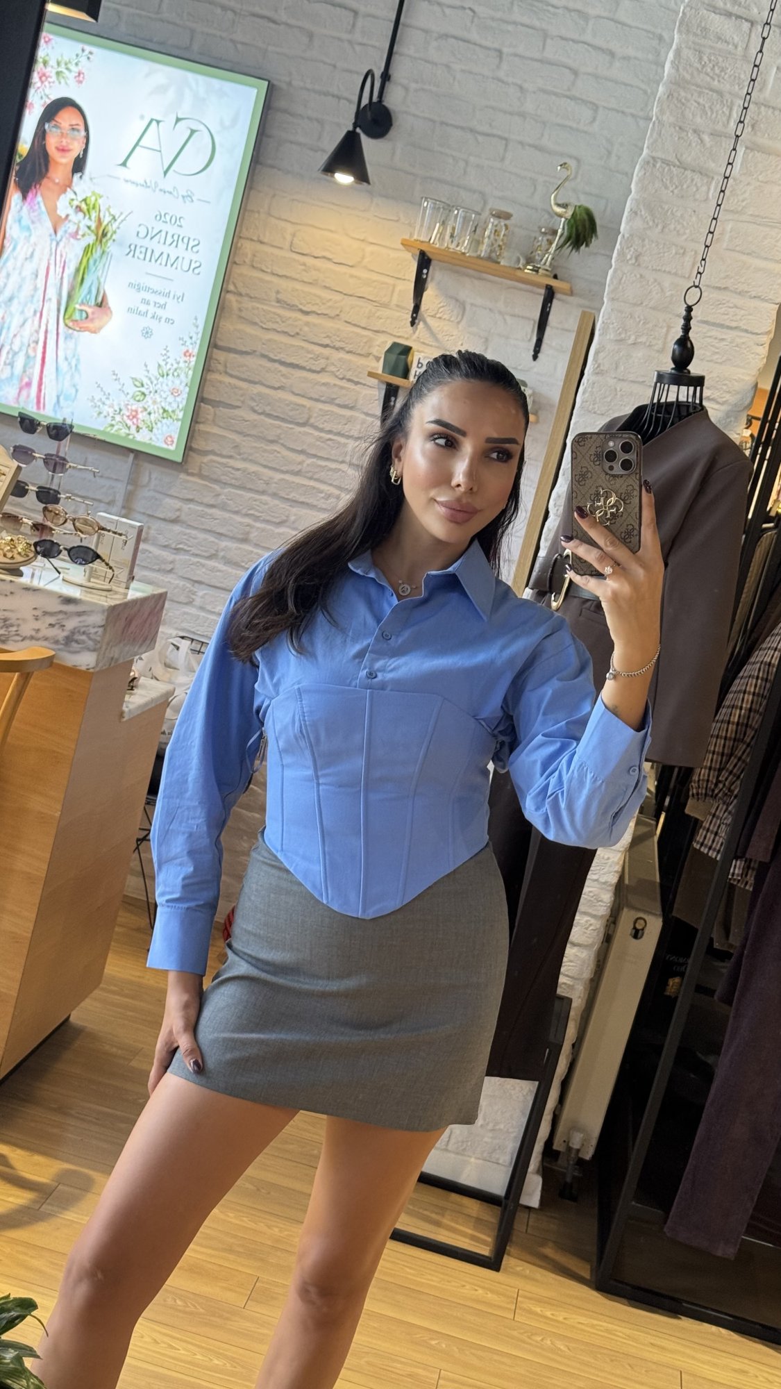Tasarım Korseli Crop Gömlek