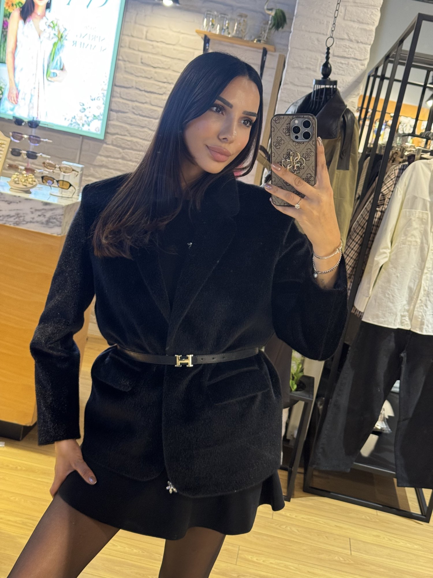 Peluş Ceket Siyah Renk