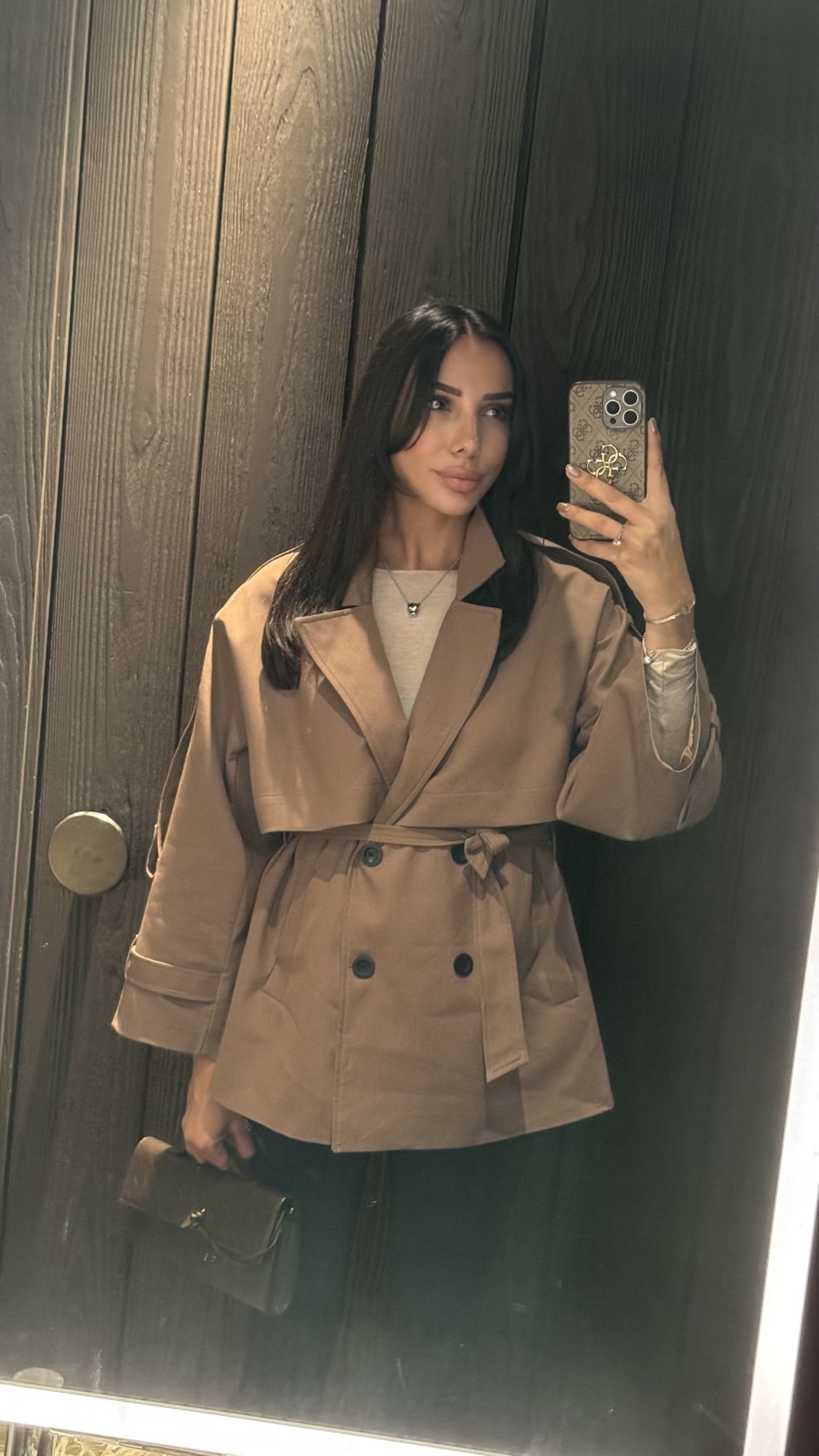 Kısa Trençkot Kahverengi
