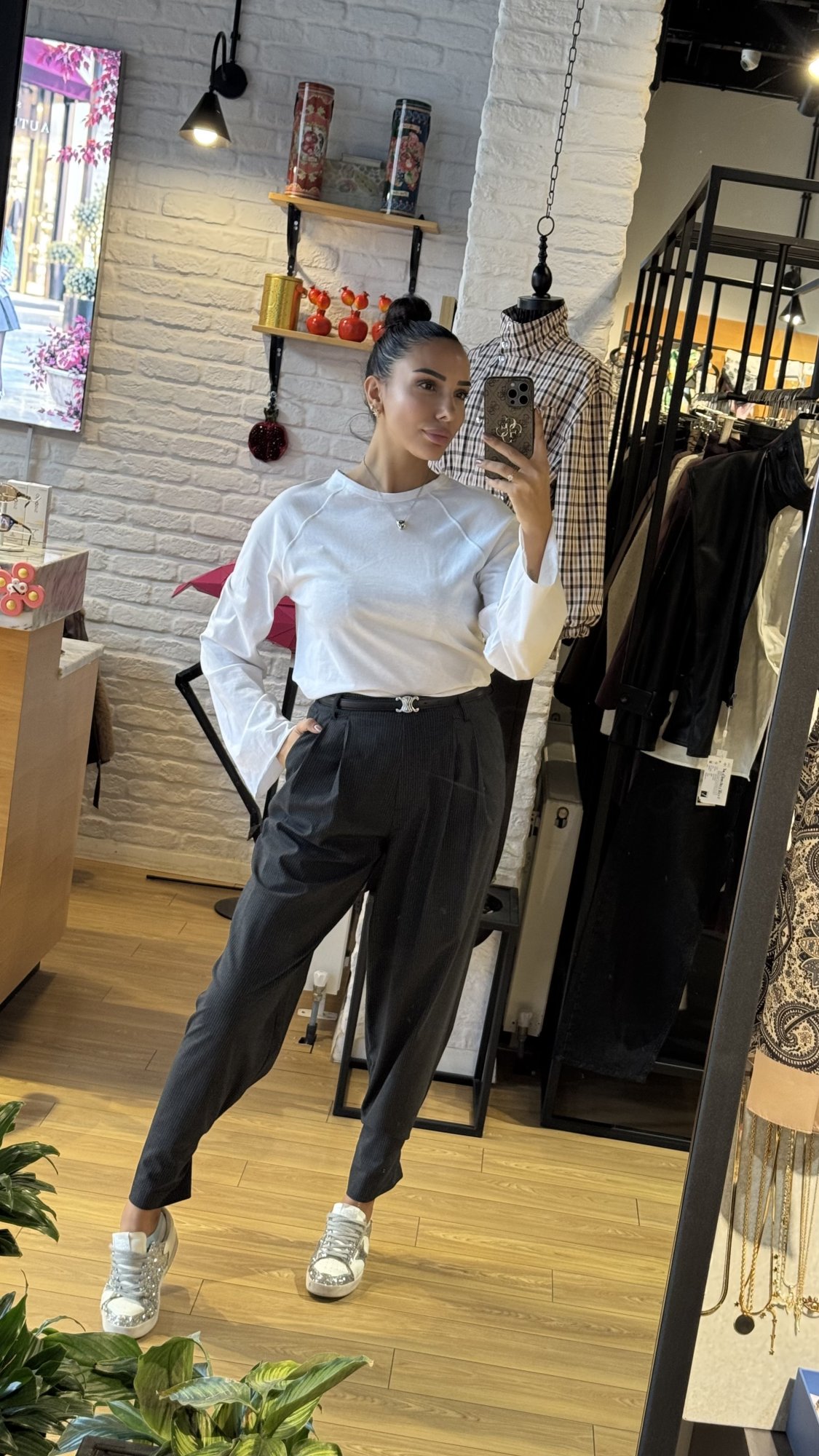 Pilili Paçası Düğmeli Pantolon