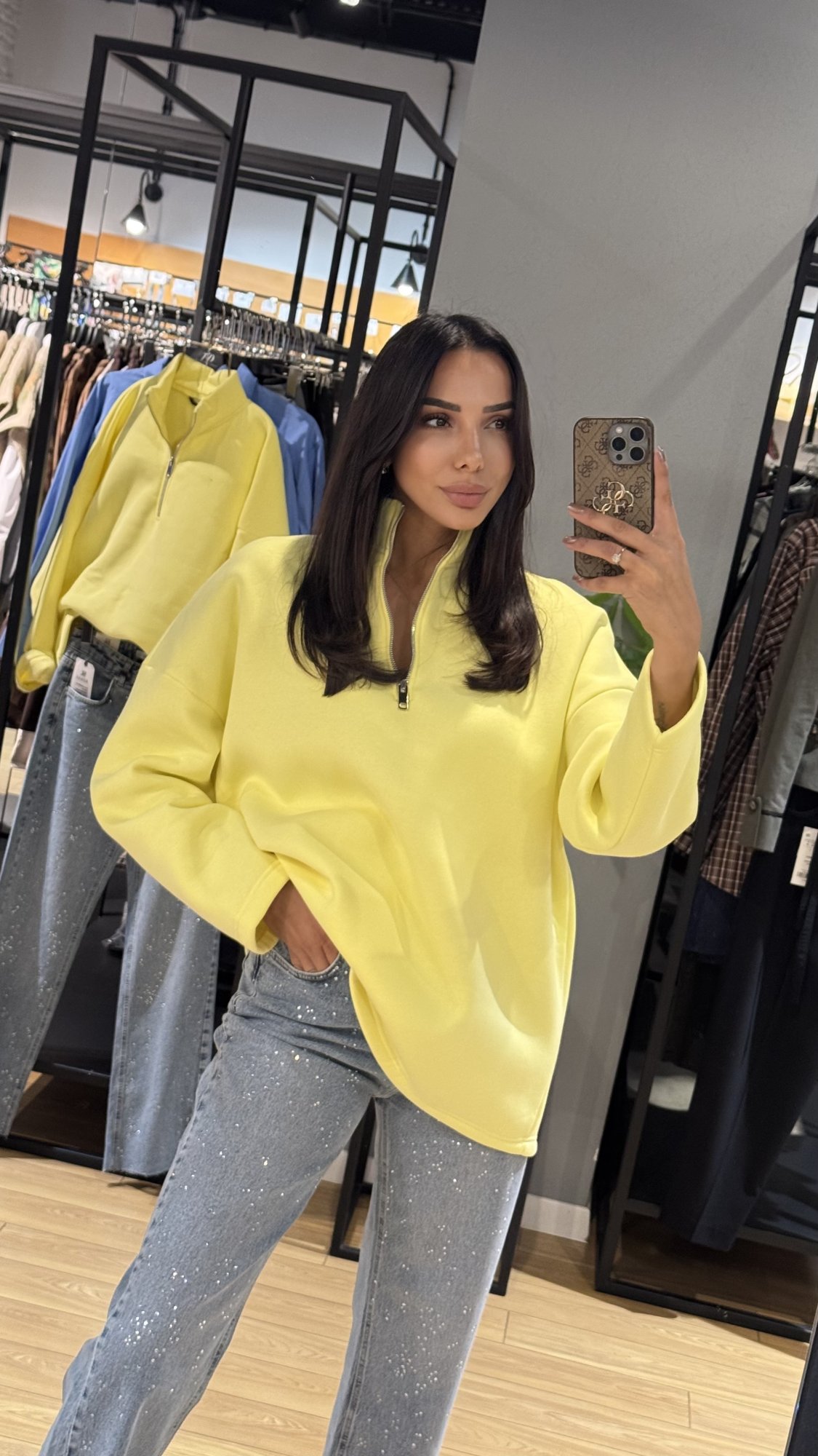 Fermuarlı Sweat Sarı