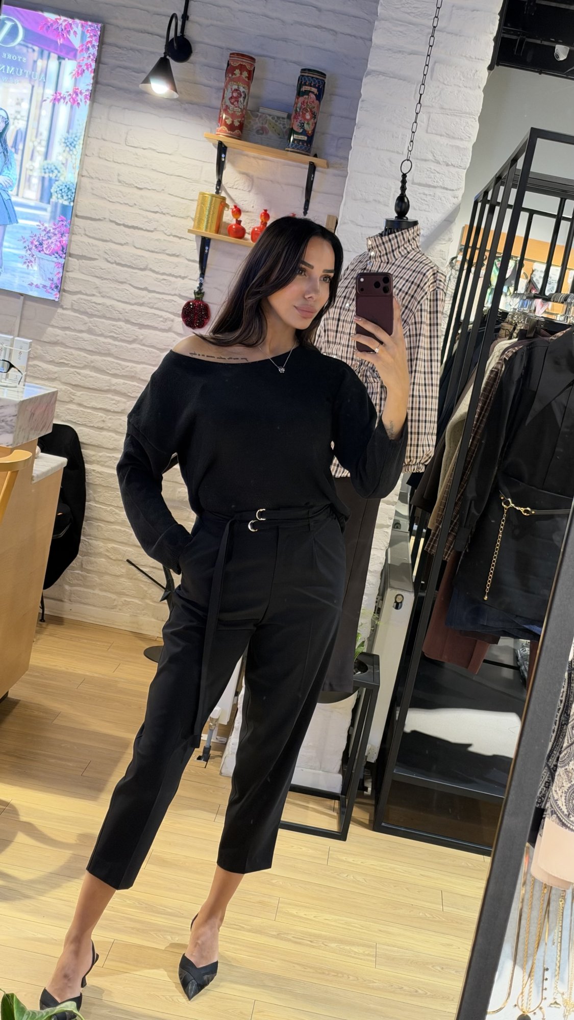 Çift Kemerli Pantolon Siyah